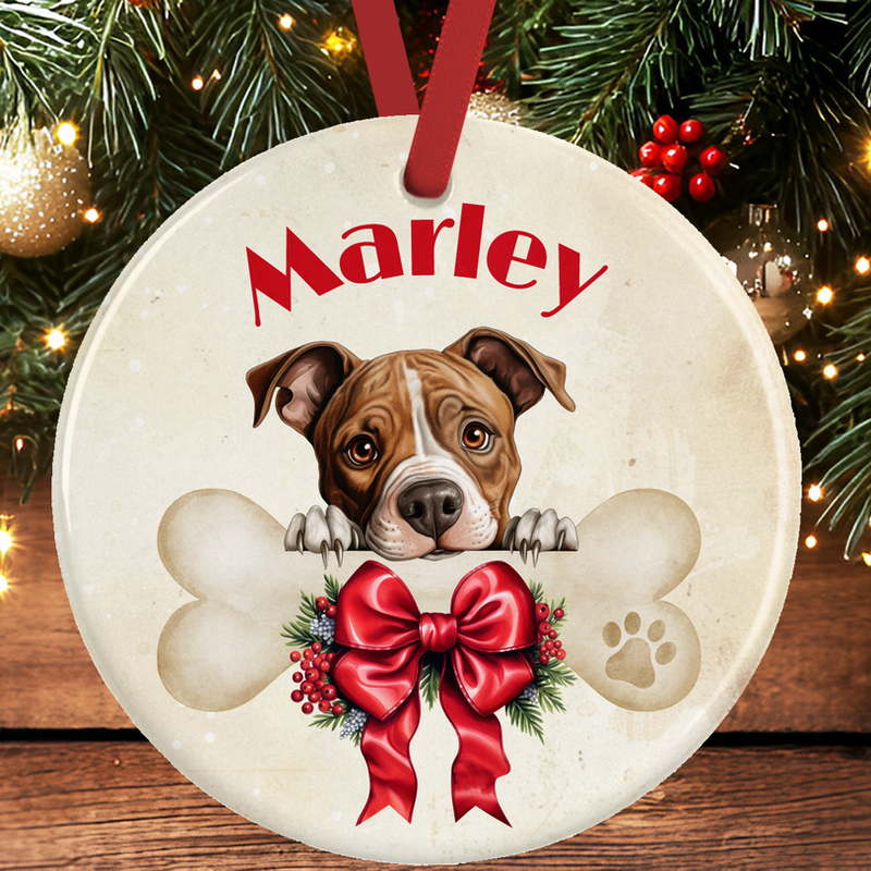 Staffordshire Terrier Christmas Tree Decoration - Staffie Christmas Ornament