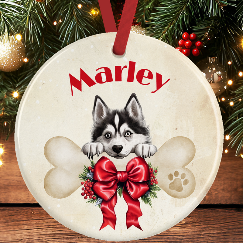 Siberian Husky Christmas Tree Decoration