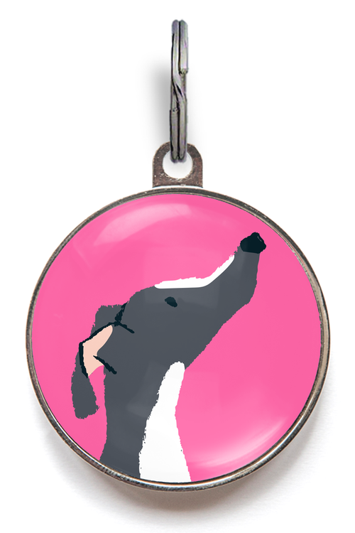 Greyhound Dog ID Tag - Black And White Greyhound