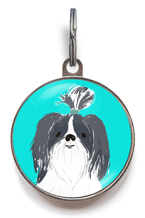 Shih Tzu Dog ID Tag - Black And White Shih Tzu