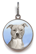 Grey Staffie Dog Tag - Blue