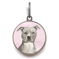 Grey Staffie Dog Tag - Pink