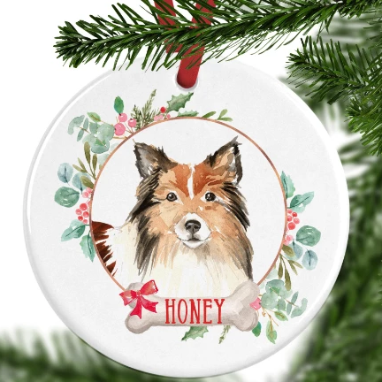 Shetland Sheepdog Personalised Christmas Ornament