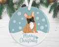 Brown And White French Bulldog Christmas Ornament