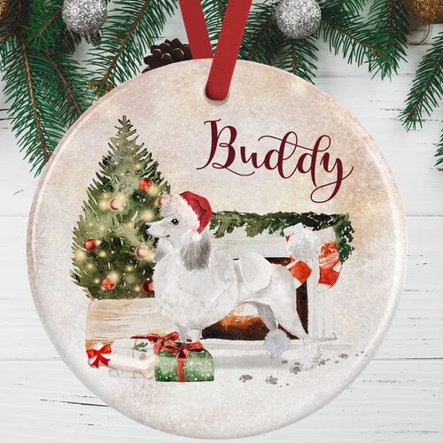 White Poodle Christmas Decoration